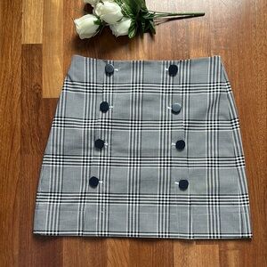 Classic Navy Blue and White Plaid Skirt